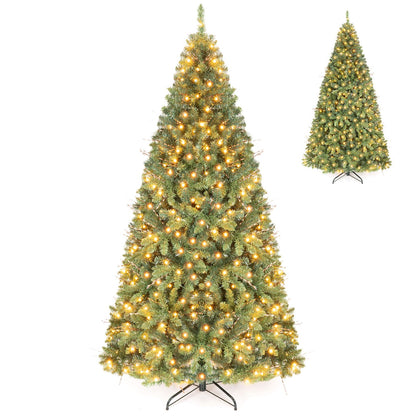 7 FT Pre-Lit Artificial Christmas Tree wIth 350 Adjustable Warm LED Lights