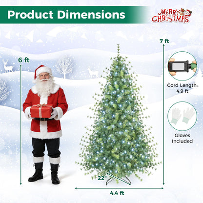 7 FT Pre-Lit Artificial Christmas Tree with 400 Warm and Cool White LED Lights