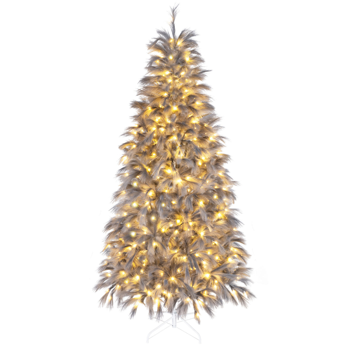 7 FT Pre-Lit Christmas Tree with Feather-Inspired Branch Tips