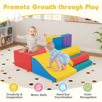 7-Piece Foam Blocks for Toddlers Soft Climbing Toys Indoor Play for Babies-Pink