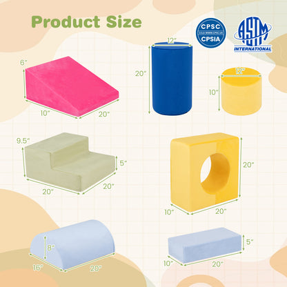 7-Piece Foam Climbing Blocks for Toddlers 1-3 Years Old with Detachable Covers-Yellow