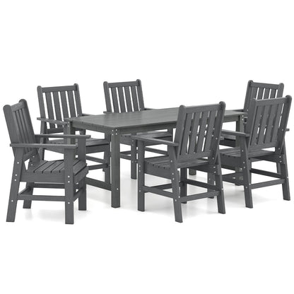 7 Pieces Patio Dining Set Outdoor HDPE Weather Resistant Table and Chairs Set-Black