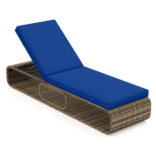 7-Position Adjustable PE Rattan Outdoor Chaise Lounge Chair-Navy