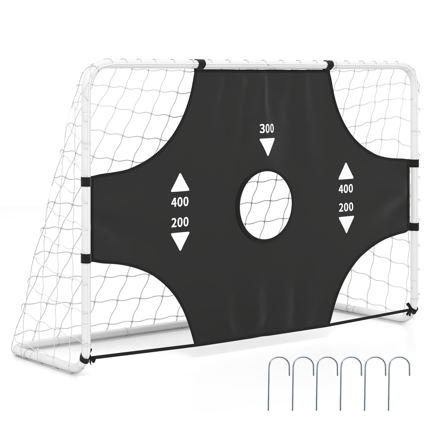 6 ft x 4 ft Soccer Goal Set for Backyard 2-in-1 Football Net with Removable Target Cloth