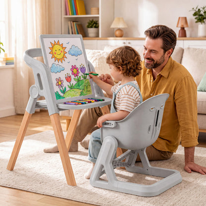 7-in-1 Convertible Foldable Baby High Chair with Adjustable Tray for Kids-Beige