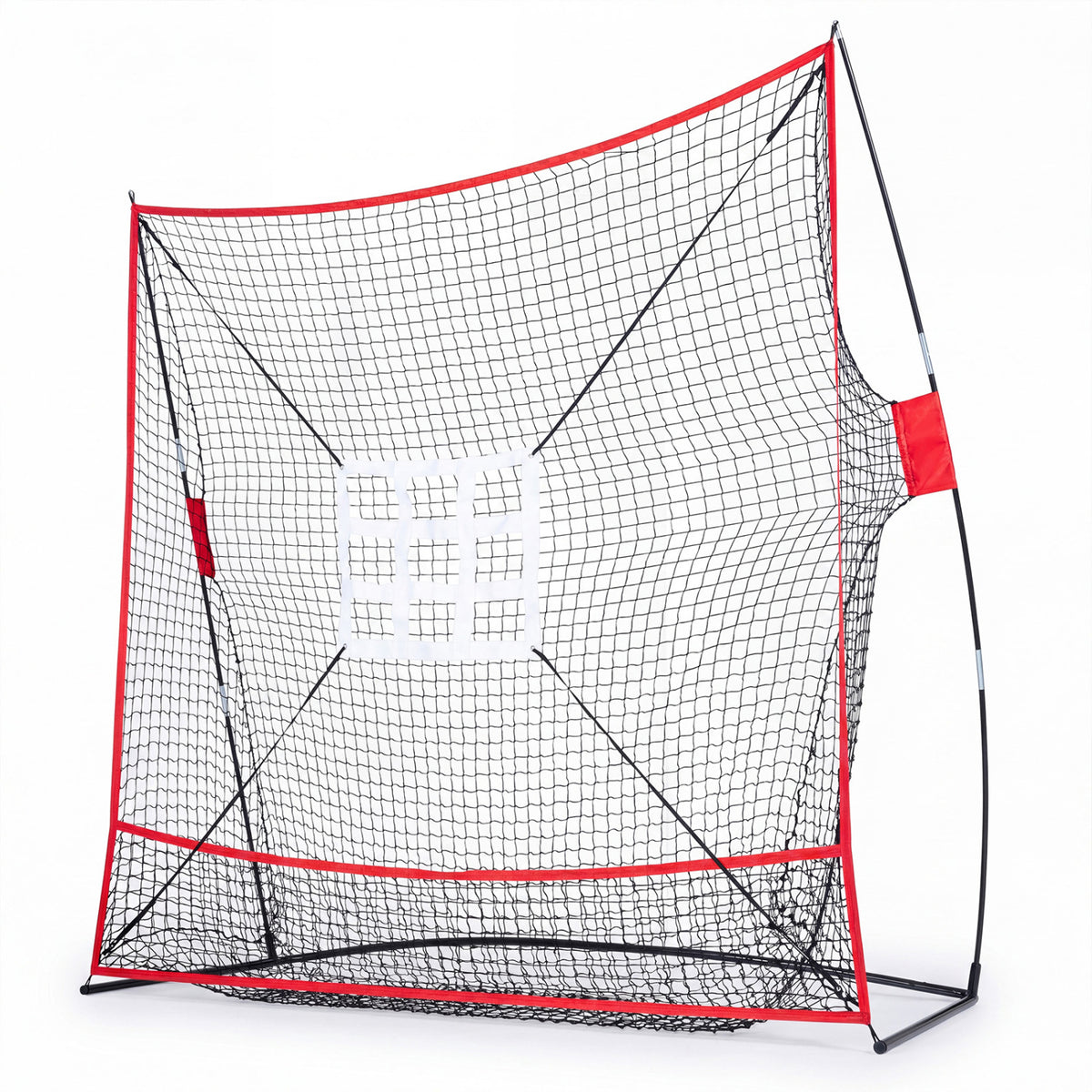 Wilson's 7x7.4 ft baseball practice net with 2 strike zones and large ball collection system for effective training.