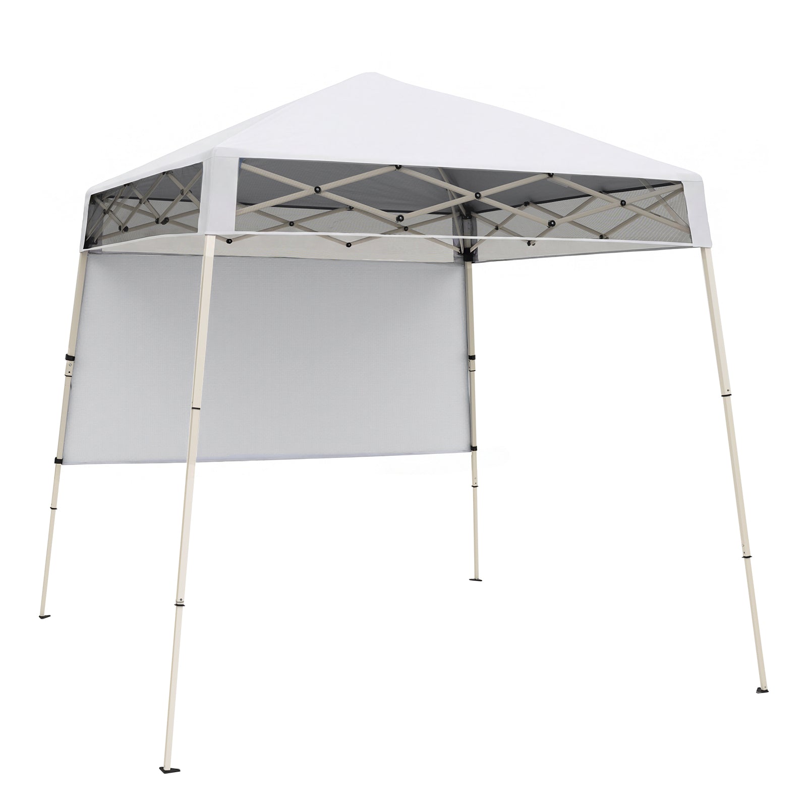 Blue 7 x 7 ft pop-up canopy tent with push center lock, ideal for outdoor sports, picnics, and camping, by Wilsons Home Store.
