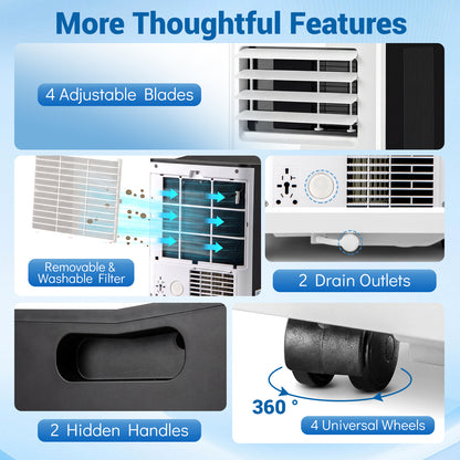 10000 BTU Portable Air Conditioner with Fan and Dehumidifier and LED Display