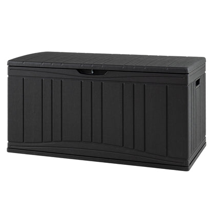 300 L Outdoor Deck Box with Lockable Lid for Garden Tools Cushions-Black