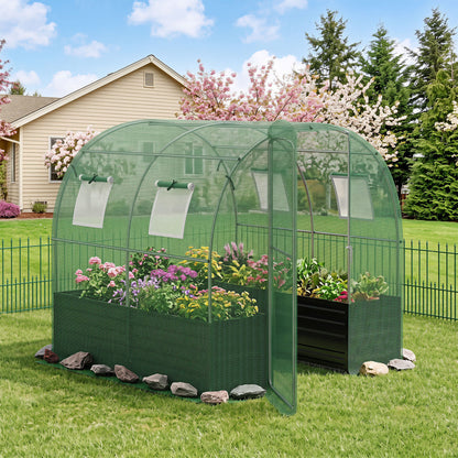 80 x 79 x 79 Inches Walk-in Greenhouse with Large Plant Bed-Green