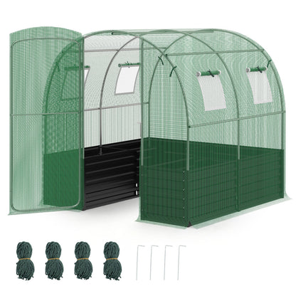80 x 79 x 79 Inches Walk-in Greenhouse with Large Plant Bed-Green