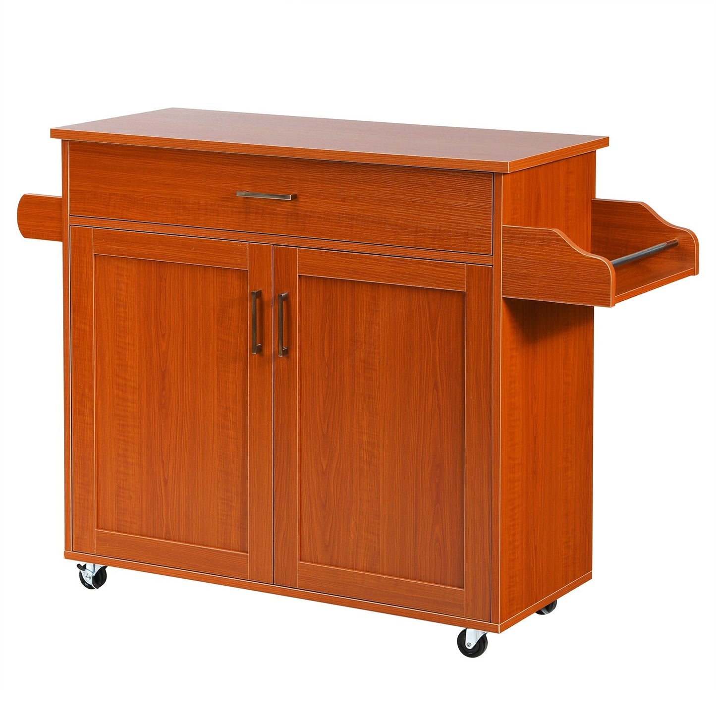 Rolling Kitchen Island Cart with Towel and Spice Rack-Black