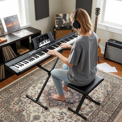 88-Key Electric Piano Keyboard with Adjustable Stand and  Portable Bag-Black