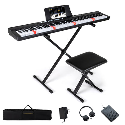 88-Key Electric Piano Keyboard with Adjustable Stand and  Portable Bag-Black