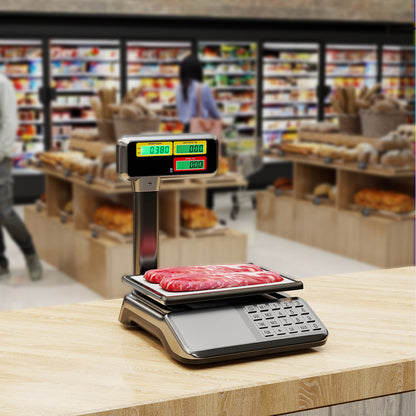 88lb Price Computing Scale with Pole Dual LCD Display Digital Commercial Food Scale