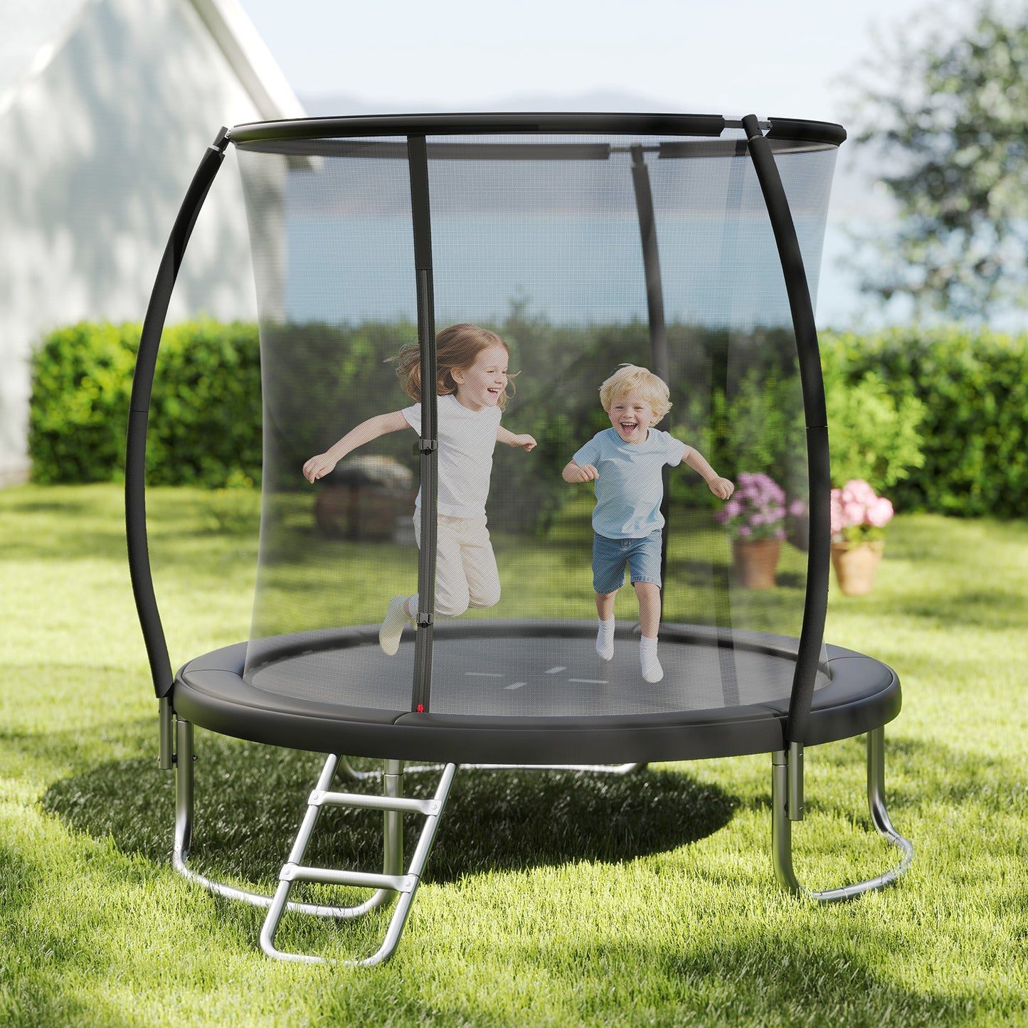 8FT Outdoor Heavy-Duty Recreational Trampoline-Black