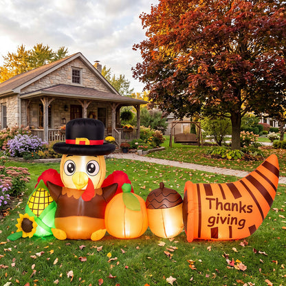 8.3 ft Thanksgiving inflatable turkey with built-in lights, holiday decor for Thanksgiving celebration by Wilsons Home Store