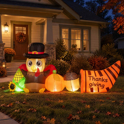 8.3 ft inflatable Thanksgiving turkey with built-in lights, holiday decor from Wilsons Home Store for festive outdoor display