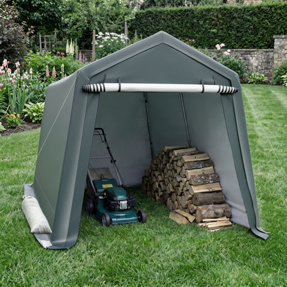 8.3 x 14 Feet Outdoor Storage Shed with Roll-Up Zipper Door-Green