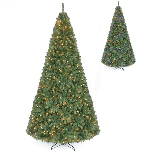 8/7/6/9/5/4 FT Artificial Christmas Tree with 2 Lighting Colors and Folding Metal Stand-XL