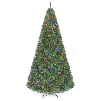8/7/6/9/5/4 FT Artificial Christmas Tree with 2 Lighting Colors and Folding Metal Stand-XL