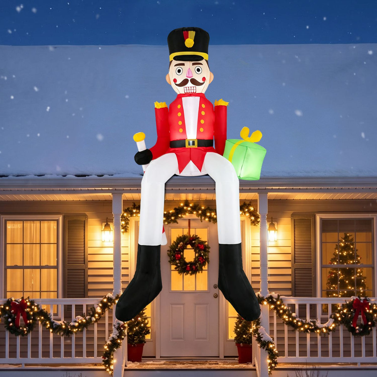 8.7 ft inflatable Christmas nutcracker hanging decoration for holiday decor, featuring a colorful nutcracker figure.