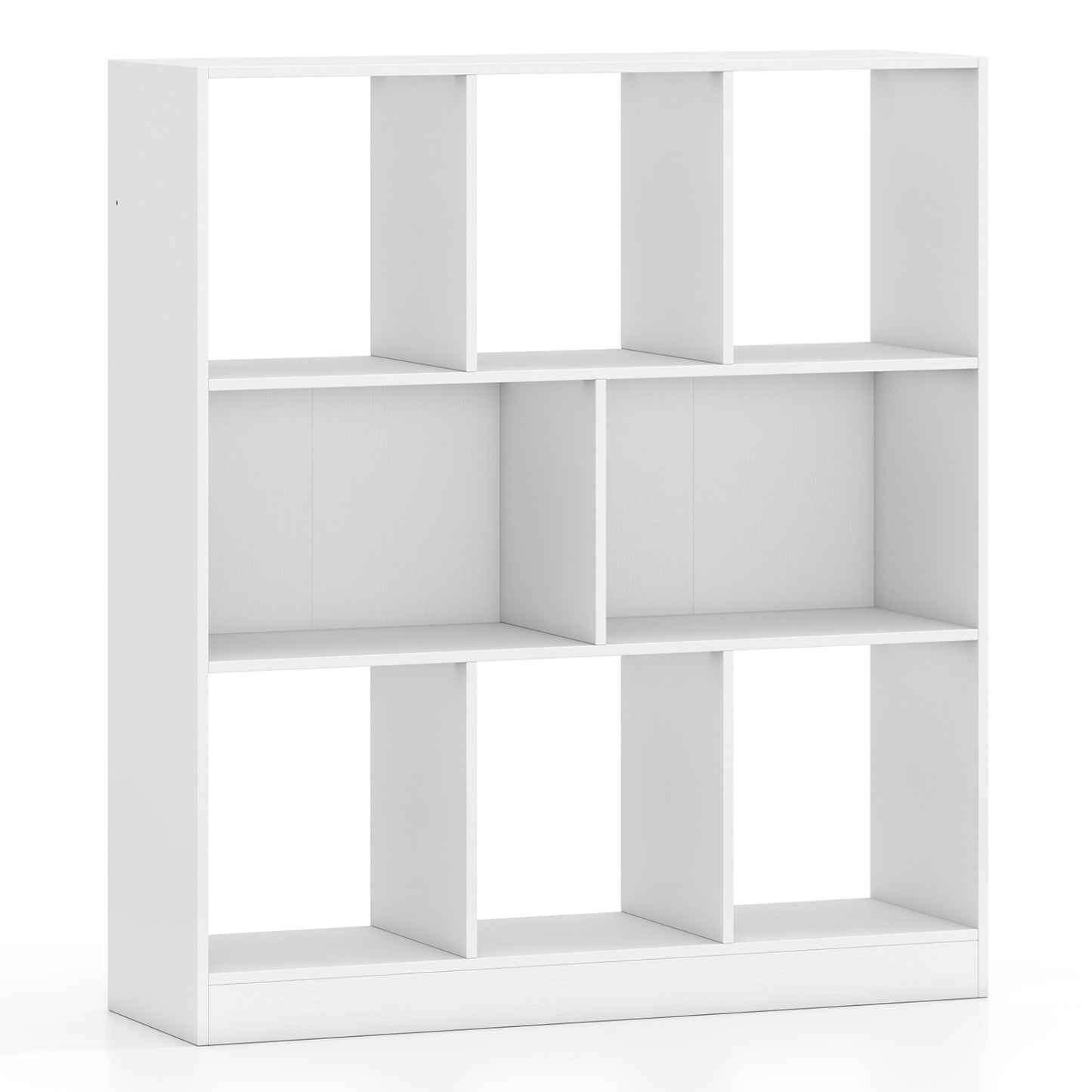 8-Cube Bookcase 3-Tier with 2-Sized Compartments and Anti-Tip Kits for Living Room-Rustic Brown