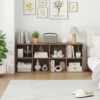 8-Cube Bookcase Bookshelf with 2 Anti-Tipping Kits Storage Organizer-Natural