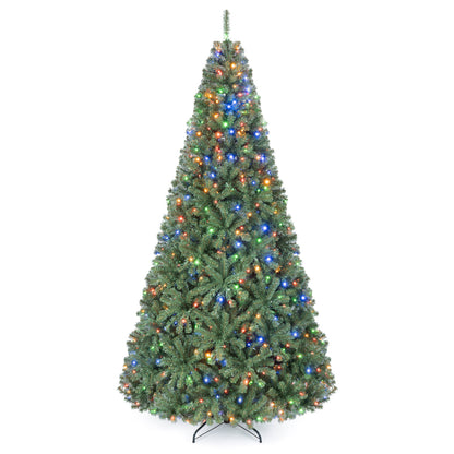 8 FT Artificial Christmas Tree with 2 Lighting Colors and Folding Metal Stand-L