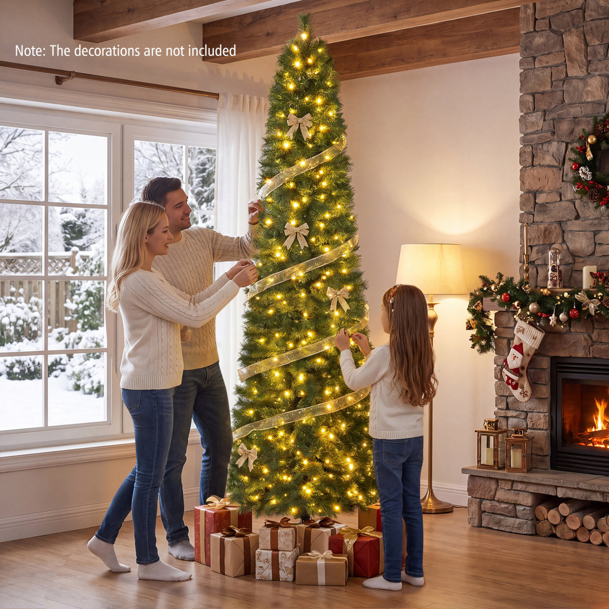 8 FT Artificial Pine Xmas Tree with 575 Full Branch Tips and Realistic Pine Needles