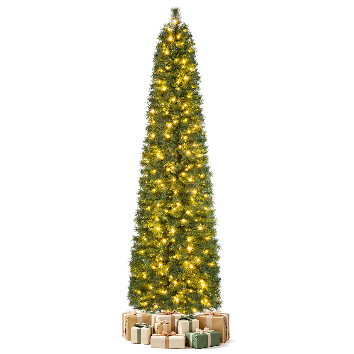 8 FT Artificial Pine Xmas Tree with 575 Full Branch Tips and Realistic Pine Needles