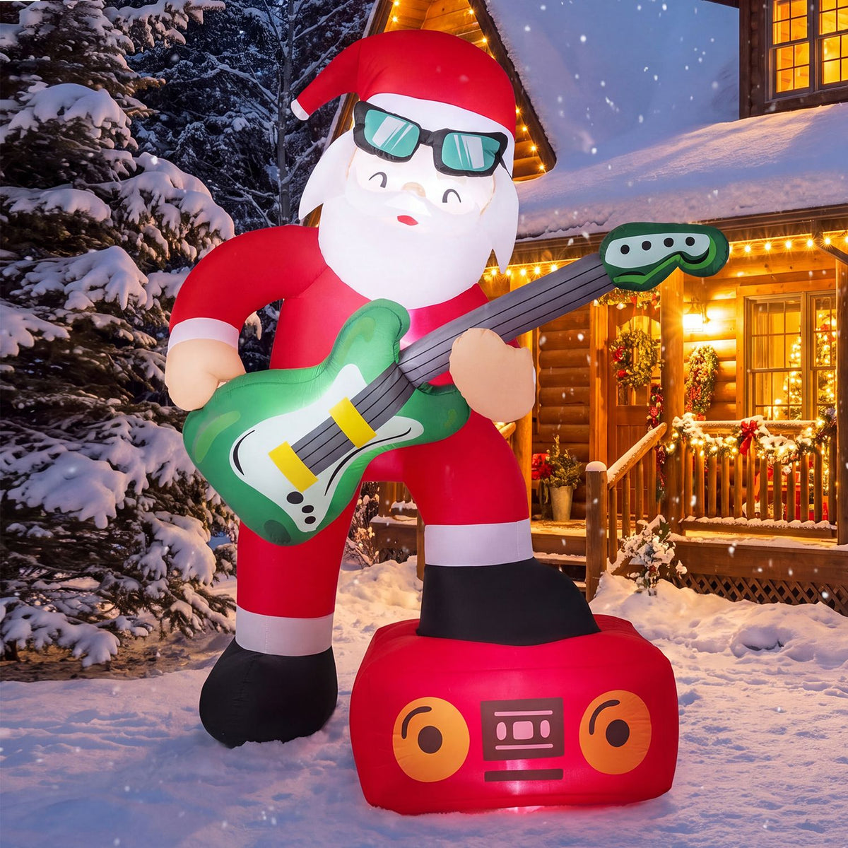 8 FT Christmas Inflatable Decoration Santa Claus Plays Guitar