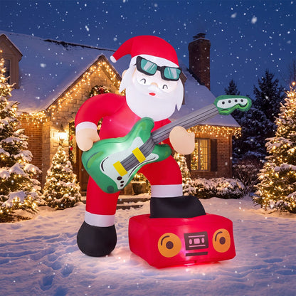 8 FT Christmas Inflatable Decoration Santa Claus Plays Guitar