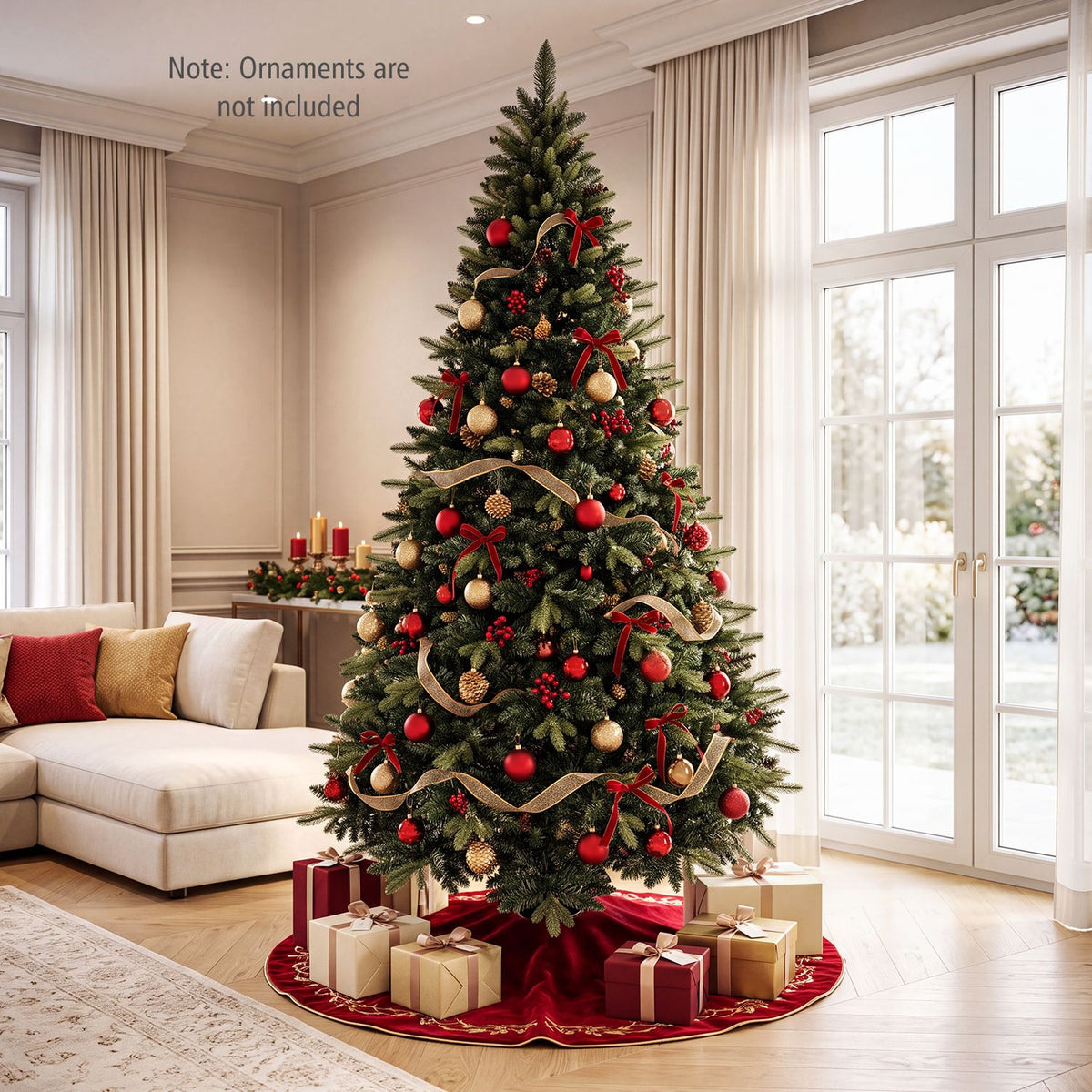 8 FT Artificial Christmas Tree with 1450 Full Branch Tips and Folding Metal Stand
