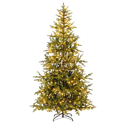 8 FT Pre-Lit Artificial Christmas Tree Hinged Xmas Tree with 400 Warm White & Multicolored LED Lights