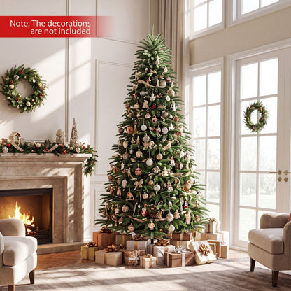 8 FT Pre-Lit Artificial Christmas Tree with 3 Gift Boxes and 1415 Lush Branch Tips