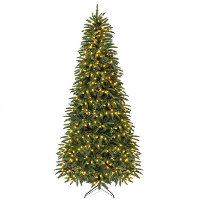 8 FT Pre-Lit Artificial Christmas Tree with 3 Gift Boxes and 1415 Lush Branch Tips