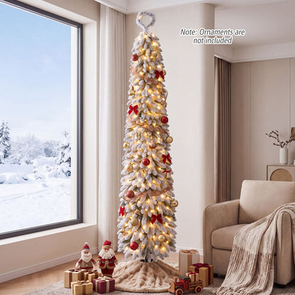 8 FT Pre-Lit Artificial Christmas Tree with Bendable Top and 310 Warm White LED Lights