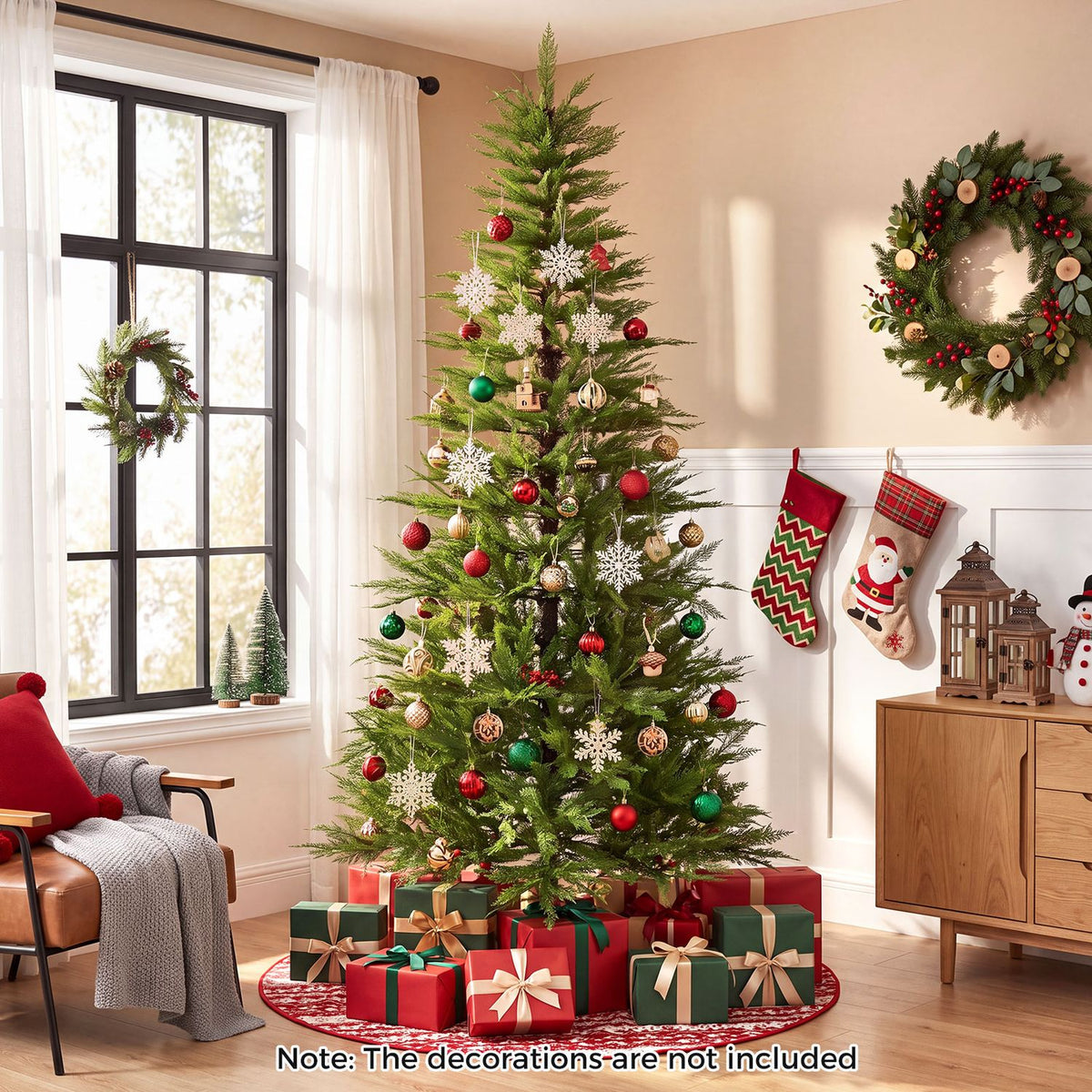 8 FT Pre-Lit Artificial Christmas Tree with 670/890/1180/1520 Warm White Lights