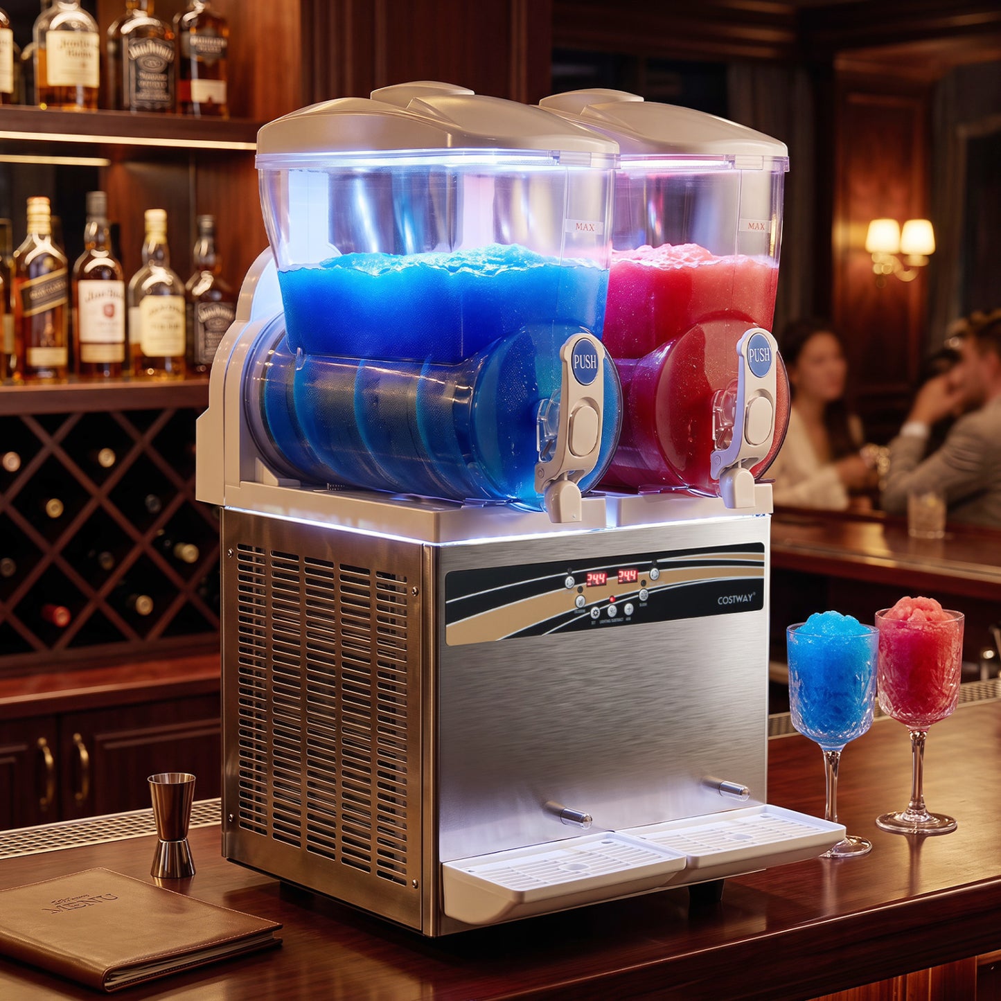 8 Gal Commercial Slushie Machine with LED Lights-Silver