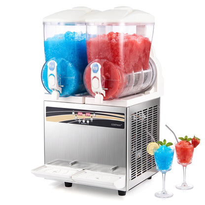 8 Gal Commercial Slushie Machine with LED Lights-Silver