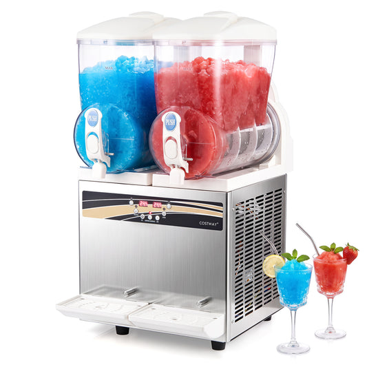 8 Gal Commercial Slushie Machine with LED Lights-Silver