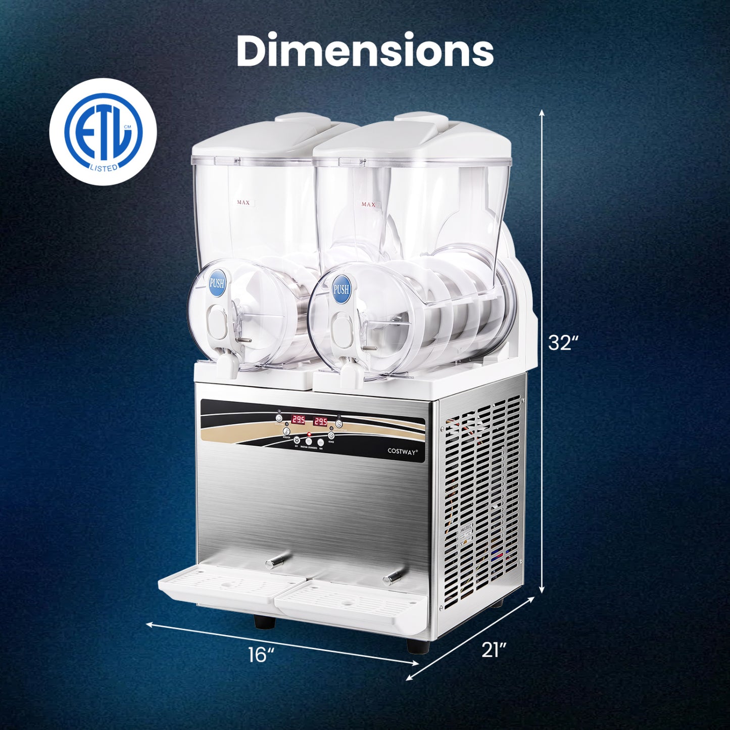 8 Gal Commercial Slushie Machine with LED Lights-Silver