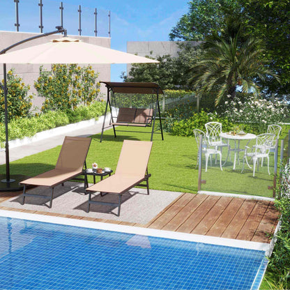 8-Piece Outdoor Furniture Set-Solar Umbrella  Bistro Set  Conversation Set  Chaise Lounger  Folding Bed  Side Table  Swing Chair & Dining Set