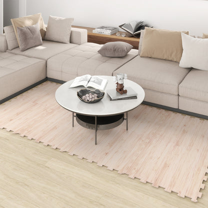 8 Pieces EVA Foam Floor Tiles with Wood Texture