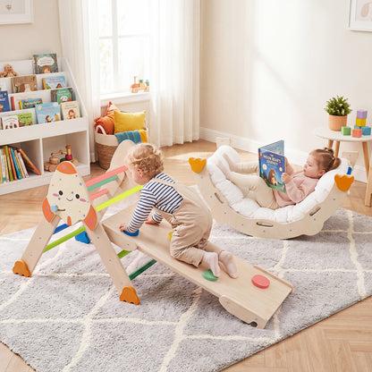8-in-1 Foldable Climbing Toys for Toddlers Rocket-Themed-Macaron