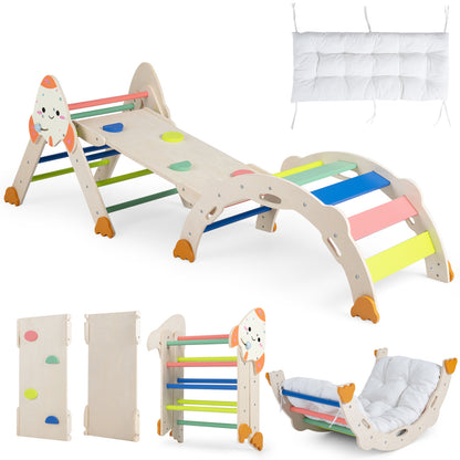 8-in-1 Foldable Climbing Toys for Toddlers Rocket-Themed-Macaron