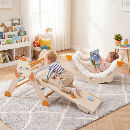 8-in-1 Foldable Climbing Toys for Toddlers Rocket-Themed-Macaron