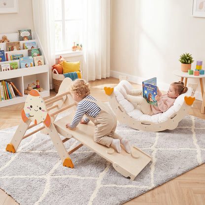 8-in-1 Foldable Climbing Toys for Toddlers Rocket-Themed-Macaron