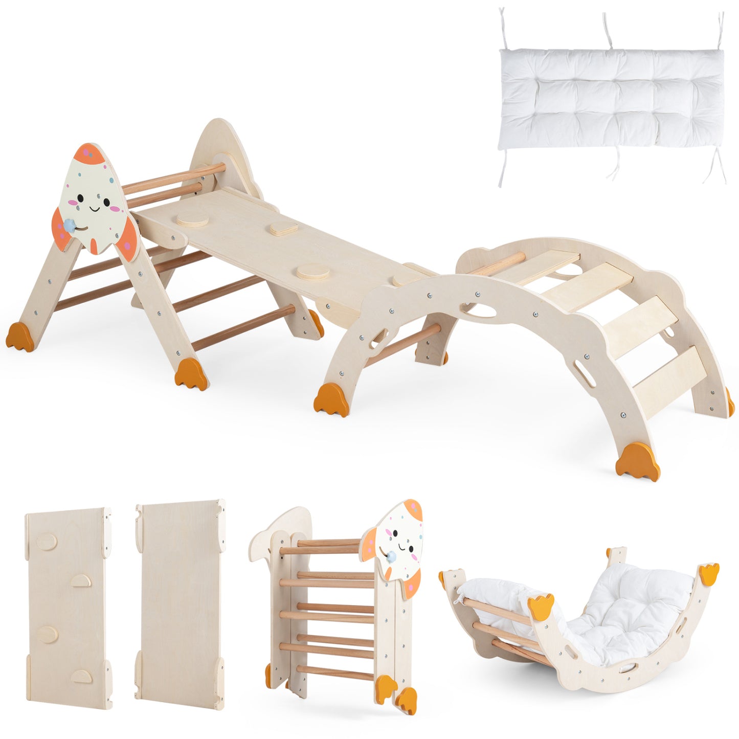 8-in-1 Foldable Climbing Toys for Toddlers Rocket-Themed-Macaron
